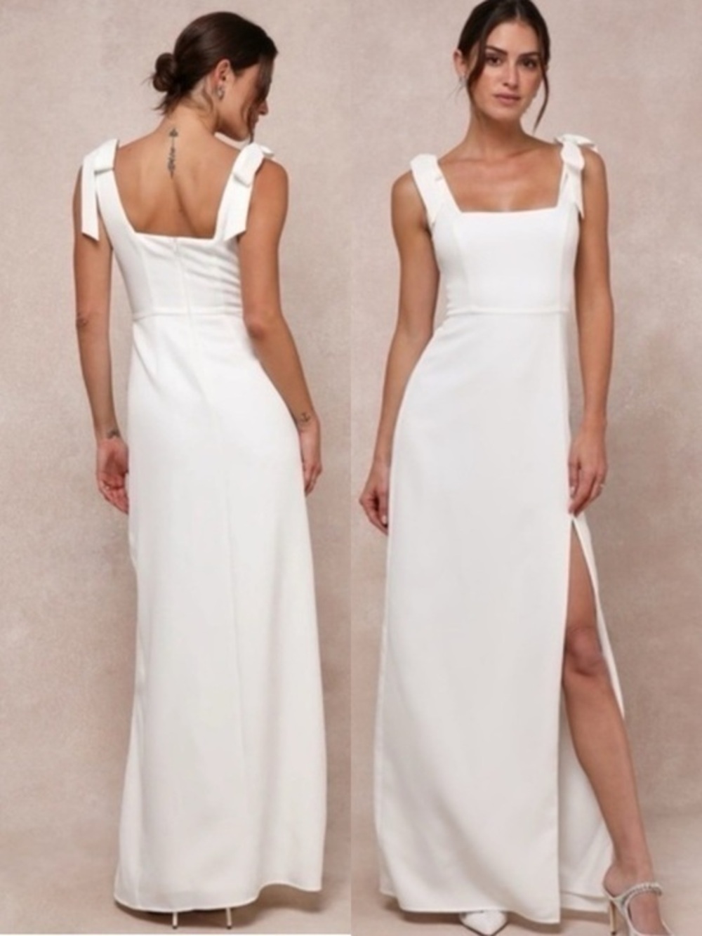 NWT Lulu's Your Sweetie White Tie-Strap Column Maxi Wedding Dress Extra Small